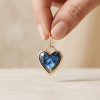 Labradorite Gold Heart Drop Earrings