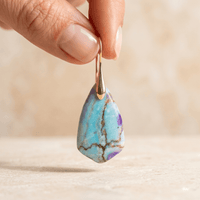 Blue Purple Jasper Gold Drop Earrings
