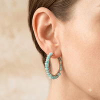 Turquoise Amazonite Gold Wire Circle Earrings