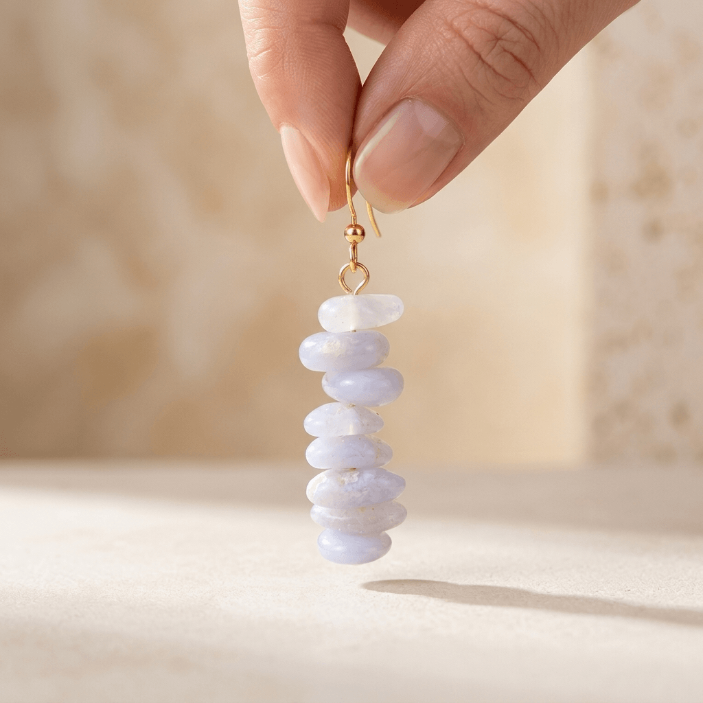 Purple Agate Gold Stack Drop Earrings