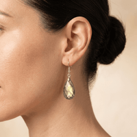 Natural Labradorite Silver Faceted Drop Earrings