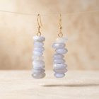 Purple Agate Gold Stack Drop Earrings