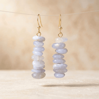 Purple Agate Gold Stack Drop Earrings