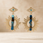 Gold Evil Eye Turquoise Sunburst Drop Earrings