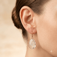 Clear Quartz Gold Teardrop Dangle Earrings