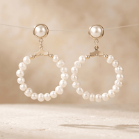 Pearl Gold Hoop Drop Earrings