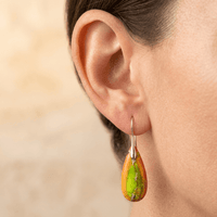 Orange Jasper Silver Teardrop Earrings