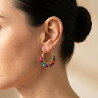 Gold Cubic Zirconia Round Hoop Earrings