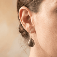 Natural Pyrite Teardrop Silver Earrings