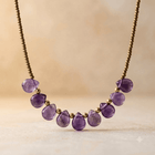 Amethyst Teardrop Brass Bead Necklace