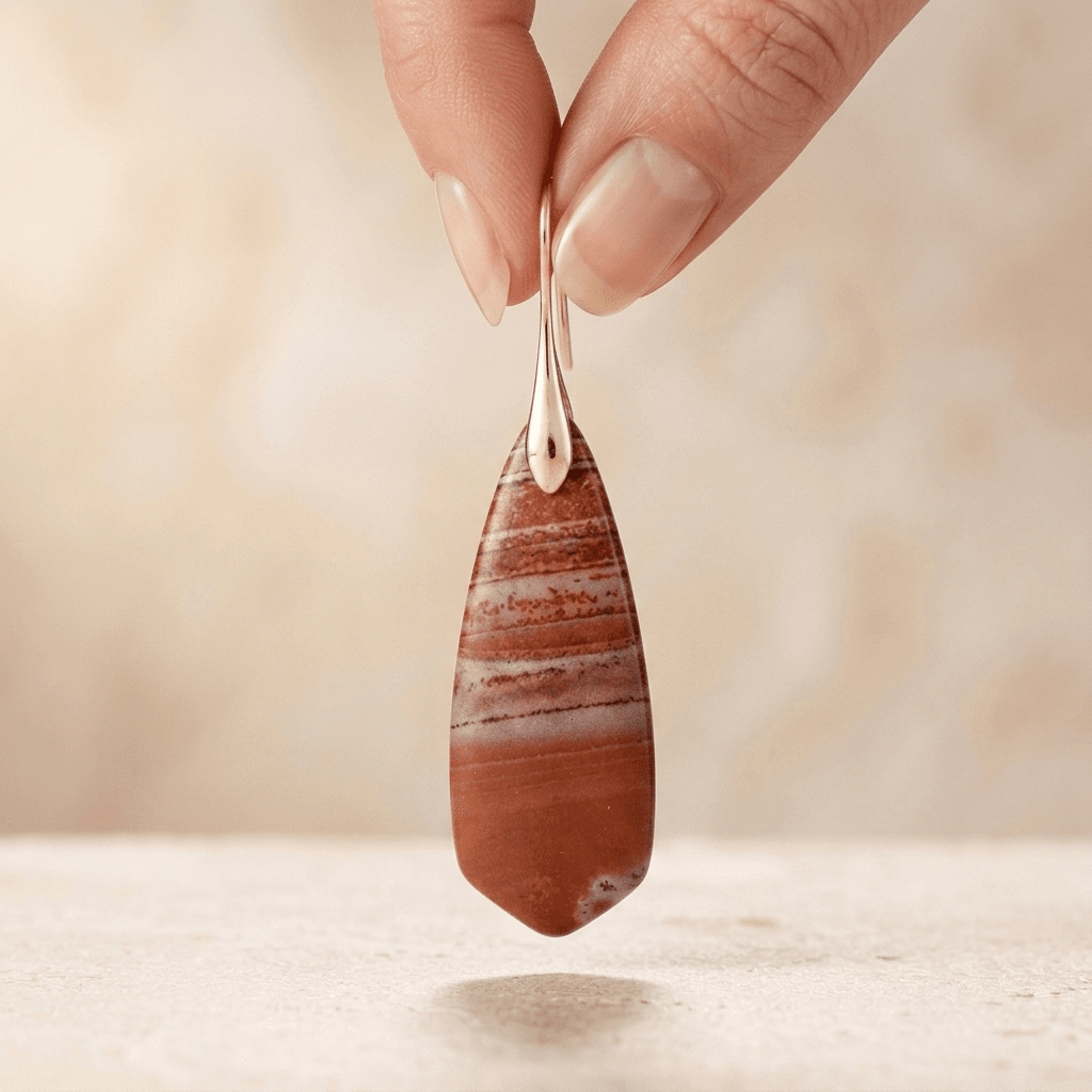 Natural Red Jasper Gold Drop Earrings
