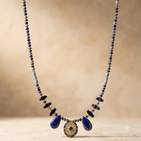 Lapis Lazuli Gold Teardrop Pendant Necklace