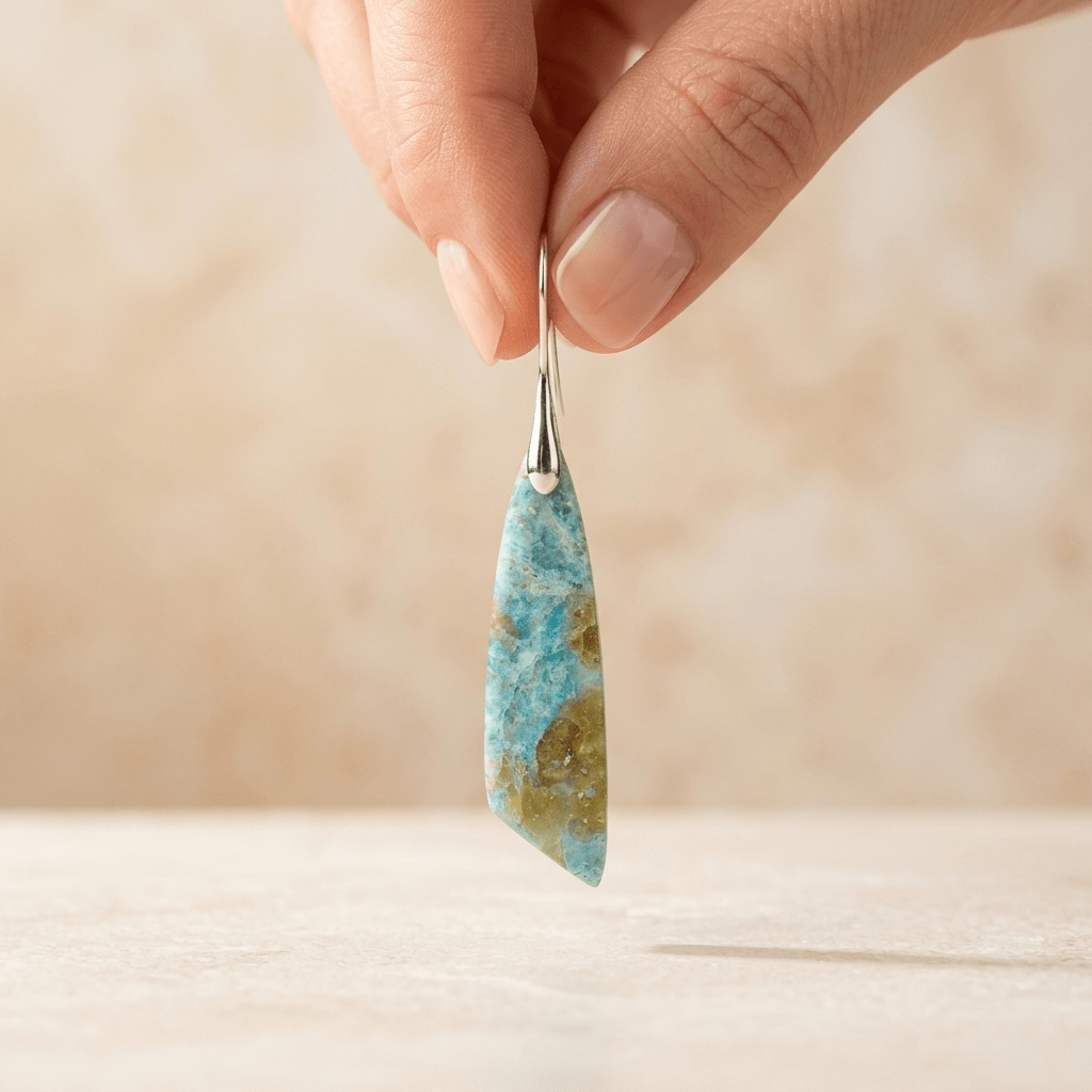 Natural Amazonite Silver Teardrop Earrings