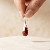 Red Jasper Teardrop Silver Hook Earrings
