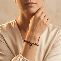 Natural Stone Silver Beaded Stretch Bracelet