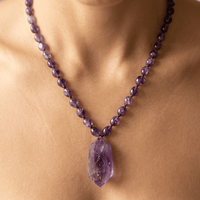 Natural Amethyst Point Pendant Necklace