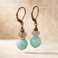 Turquoise Amazonite Bronze Lever Back Earrings