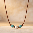 Turquoise Pearl Leather Cord Necklace