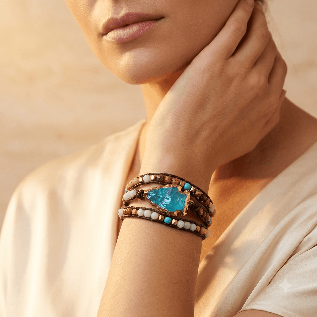 Handmade Turquoise Arrowhead Wrap Bracelet