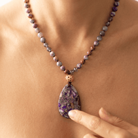 Purple Jasper Natural Stone Teardrop Necklace