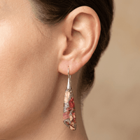 Red Regalite Stone Silver Teardrop Earrings