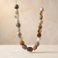 Natural Botswana Agate Chunky Beaded Necklace