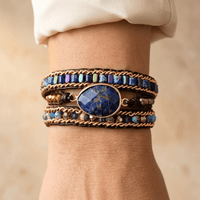 Blue Sodalite Gold Rope Wrap Bracelet