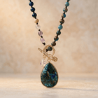 Ocean Jasper Amethyst Gold Teardrop Necklace