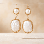 Gold Wire Pearl Drop Earrings