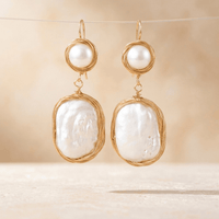 Gold Wire Pearl Drop Earrings