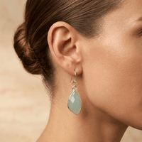 Natural Amazonite Silver Teardrop Drop Earrings