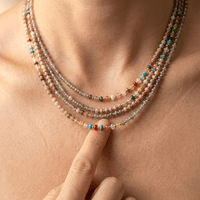 Colorful Gemstone Gold Beaded Layered Necklace