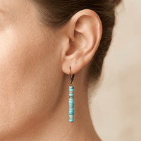 Turquoise Stone Beaded Lever Back Earrings