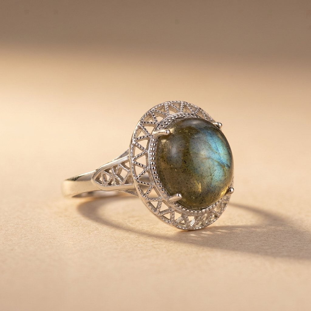 Handmade Iridescent Labradorite Adjustable Ring