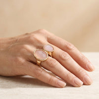 Gold Rose Quartz Double Oval Ring