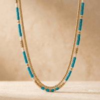 Turquoise Gold Bead Layered Necklace