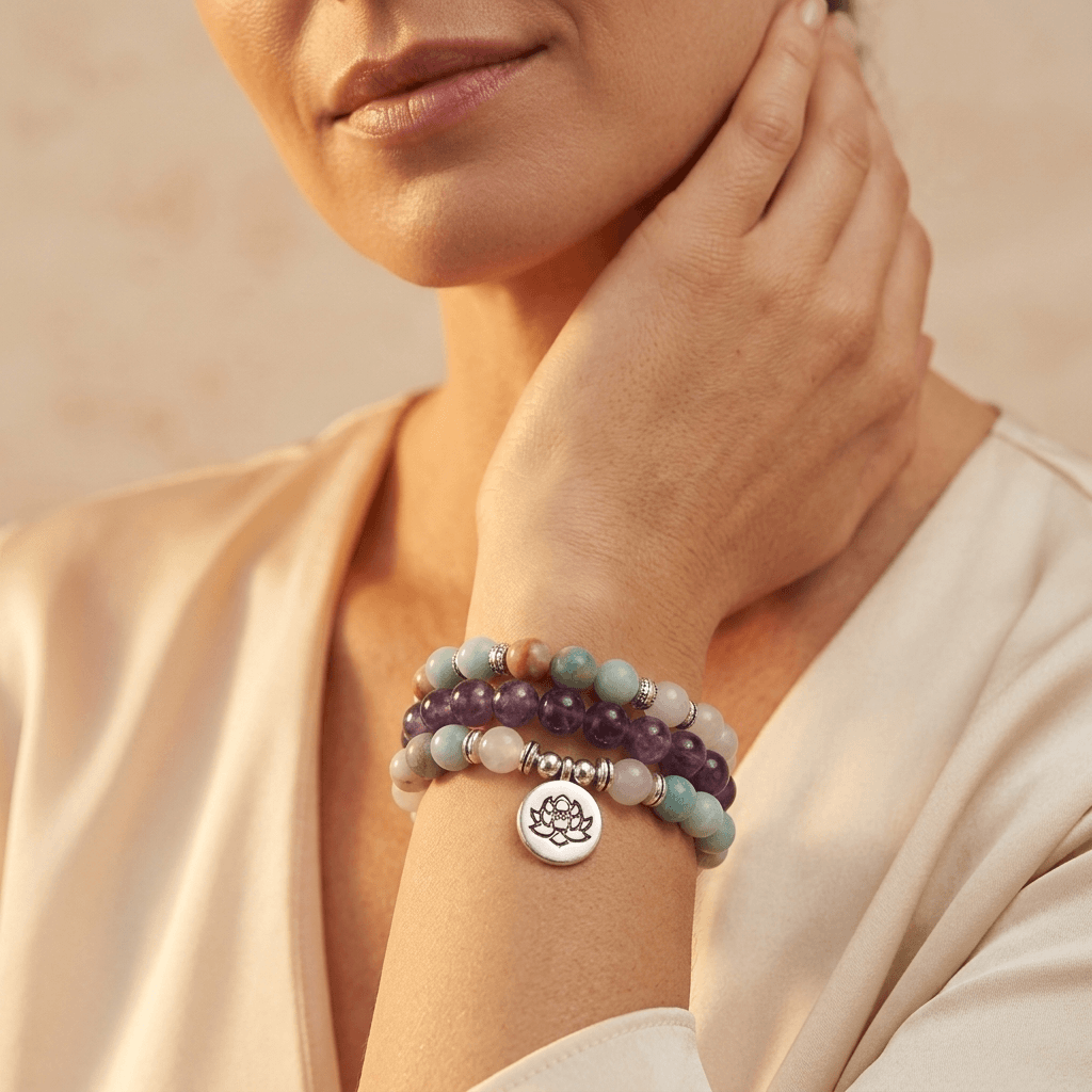 Healing Crystal Gemstone Beaded Mala Bracelet