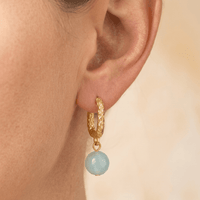Asymmetrical Amazonite Gold Hoop Earrings