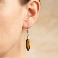Natural Tiger Eye Teardrop Dangle Earrings