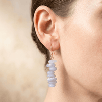 Purple Agate Gold Stack Drop Earrings