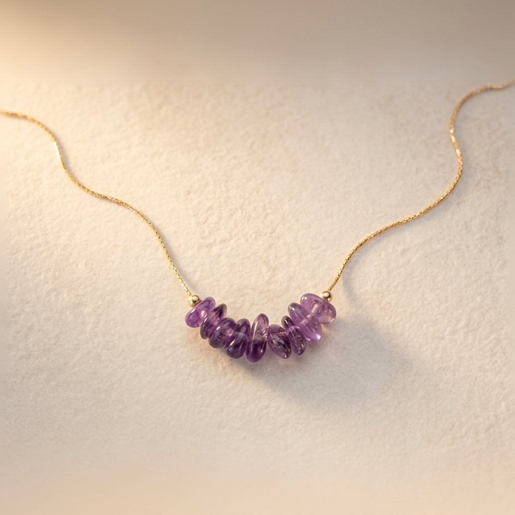 Bohemian Gold Amethyst Chip Necklace