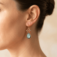 Natural Labradorite Gold Teardrop Earrings