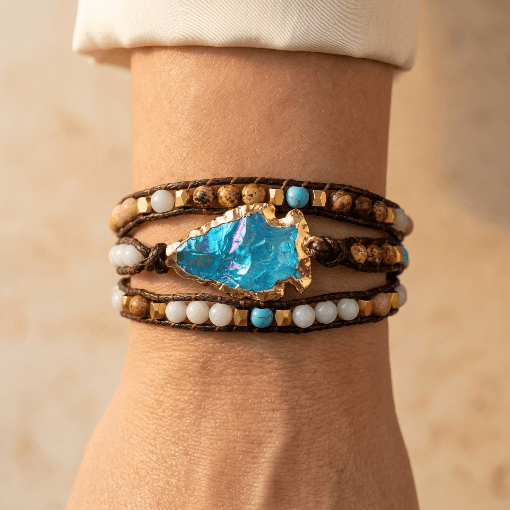 Handmade Turquoise Arrowhead Wrap Bracelet