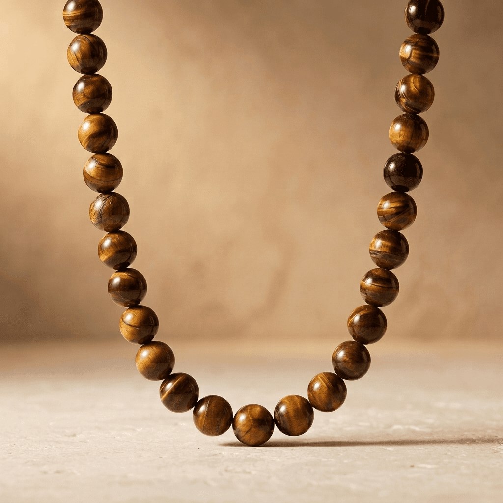 Natural Tiger Eye Round Bead Necklace