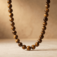 Natural Tiger Eye Round Bead Necklace