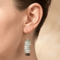 Natural Green Jade Stacked Drop Earrings