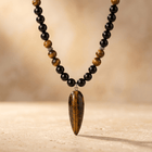 Natural Tiger Eye Black Onyx Mala Necklace