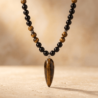 Natural Tiger Eye Black Onyx Mala Necklace