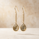 Natural Labradorite Gold Teardrop Earrings