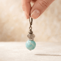 Turquoise Amazonite Bronze Lever Back Earrings